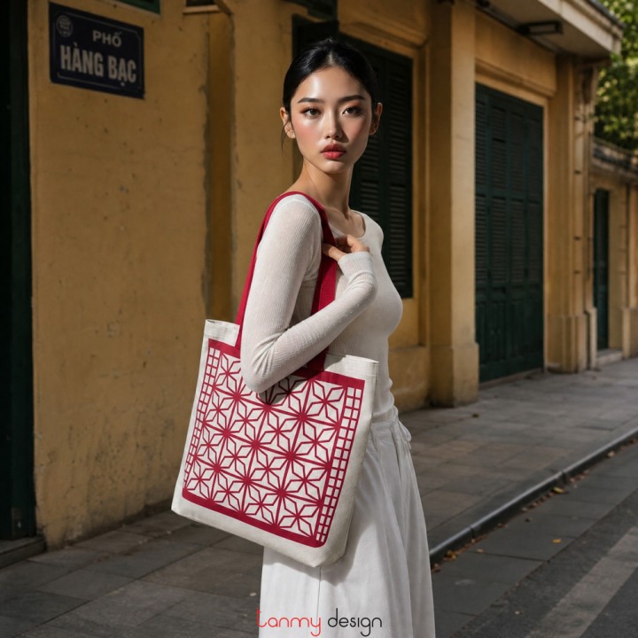 Túi tote vải in họa tiết gạch 35*40cm